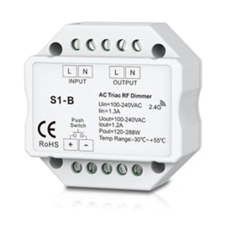 

AC RF Triac Dimmer Wireless LED Lamp Dimmable Push Switch For Single Color Bulb