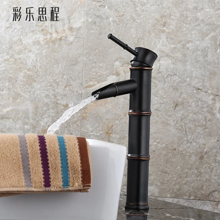 

European All-copper Black Ancient Taps Hot And Cold Washbasin American Black Single-hole Basin Antique Bathroom Faucet Ki-8