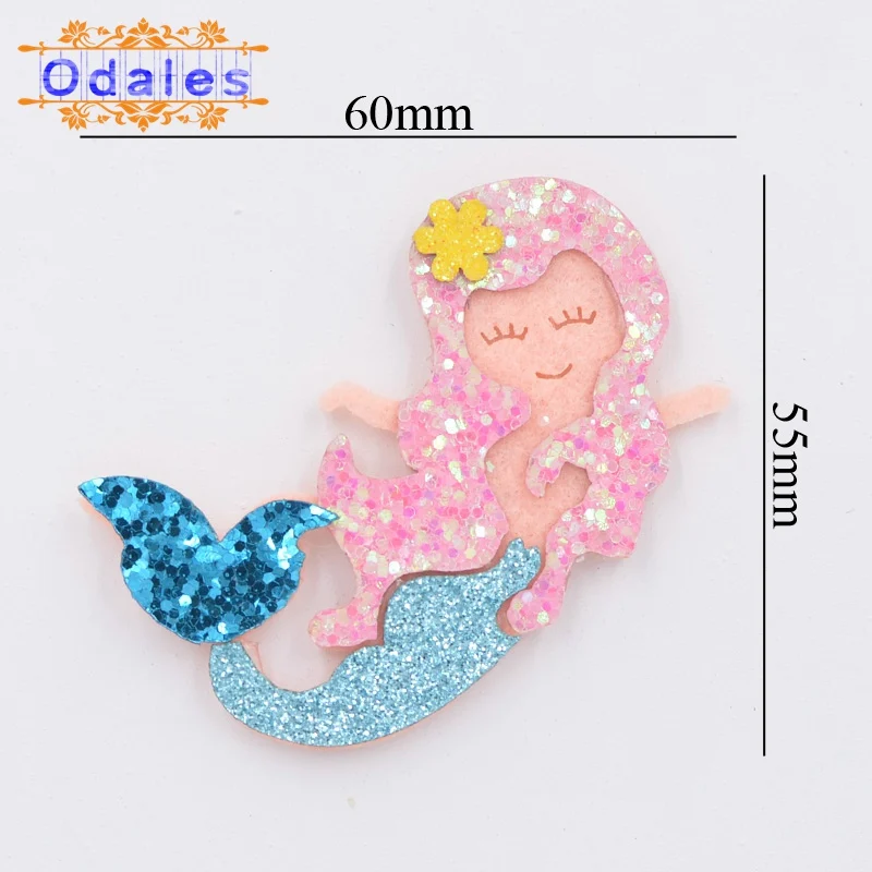 4/6Pcs Mixed 3D Cartoon Mermaid Patches Handmade Decoration DIY Hair Bow Flat Back Embellishment Accessories Sea-maid Appliques - Color: Pink