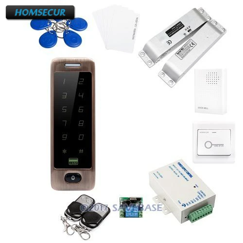 

HOMSECUR Waterproof Wiegand 26/34 125Khz RFID Access Control System+Drop Bolt Lock+Doorbell