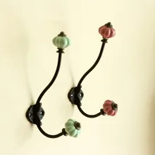 Европейский керамический крючок из кованого железа с головой тыквы для украшения дома 10 цветов 4 шт./лот