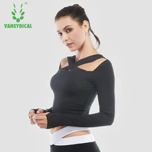 Сексуальные футболки для йоги с перекрестным открытым пупком, женские спортивные топы с длинным рукавом, дышащие фитнес-футболки с мягкими вставками, укороченные топы для тренировок