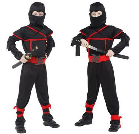 Bambini Super Bel Ragazzo Bambini Nero Ninja Warrior Costumi Halloween Festa Di Natale Carnevale Gioco Abbigliamento Regalo