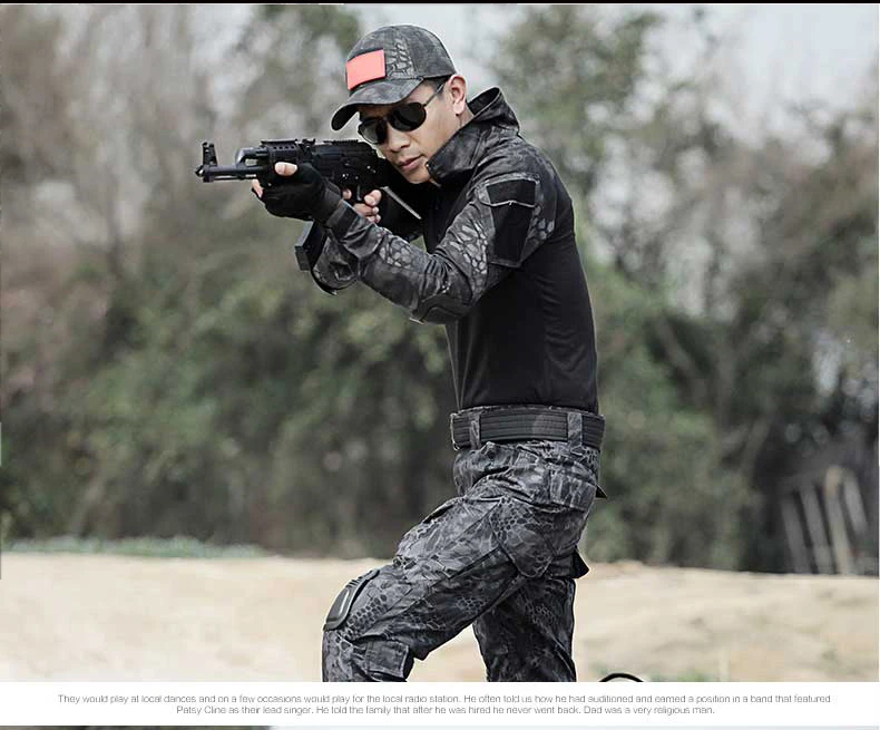 Мужская тактическая боевая рубашка Спортивная охотничья одежда рубашка Военная обучение пейнтболу черная рубашка армейская камуфляжная футболка с длинным рукавом