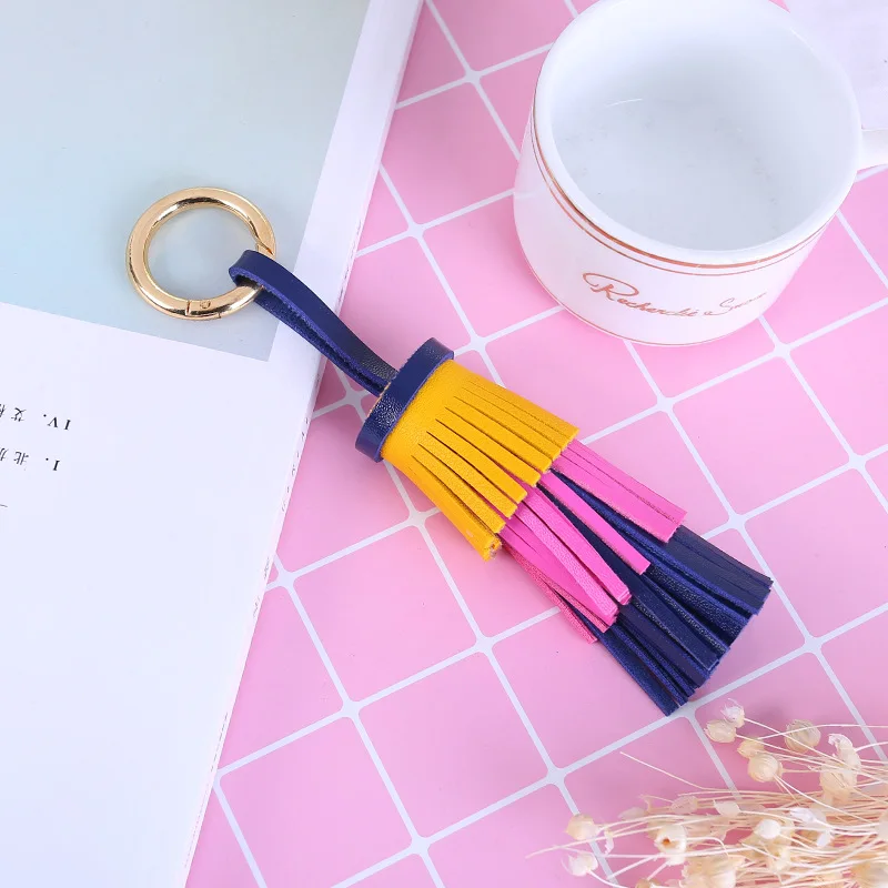 Cuero borla llavero mujeres llavero encantos del bolso colgante del bolso del coche llavero accesorios Boho llavero Trinket llaveros Cuero borla llavero mujeres llavero encantos del bolso colgante del bolso del coche llavero accesorios Boho llavero Trinket llaveros