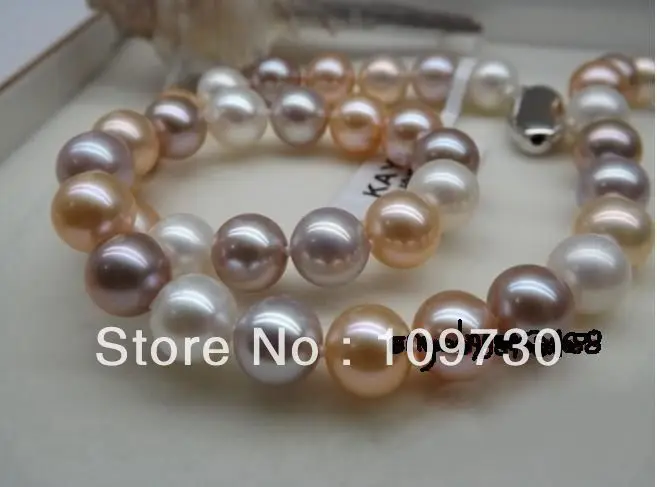 

Jewelry 00788 HUGE 18"13MM SOUTH SEA PERFECT GOLDEN PINK LOOSE PEARL NECKLACE 14KGP AAA LUSTER