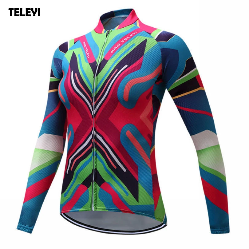 

TELEYI Womens Pro Team Outdoor Riding Bike Ropa Ciclismo Cycling Clothing Long Sleeve Jersey Tops Quick Dry XS-4XL