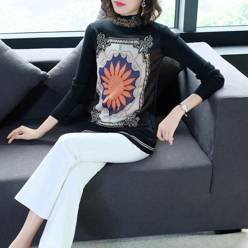 Elastic knit turtleneck slim pullovers wool sweater shirts 2018 new long sleeve women autumn sweater