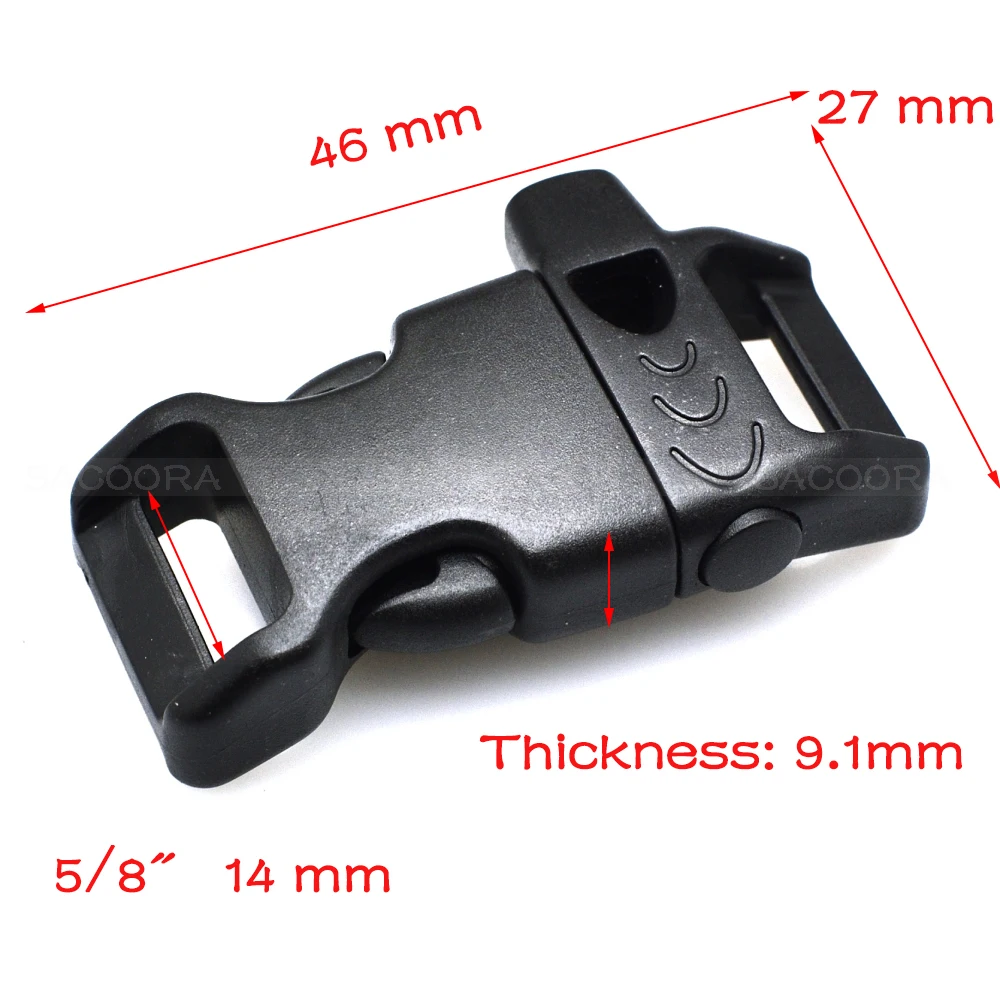 10pcs/pack 5/8"(14mm) Emergency Side Release Whistle Buckles For