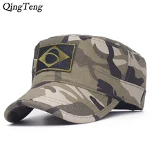 Men Tactical Camo Military Hats Embroidery Brazil Flag Flat Cap Team Male Baseball Caps Army Force Jungle Hunting Cap