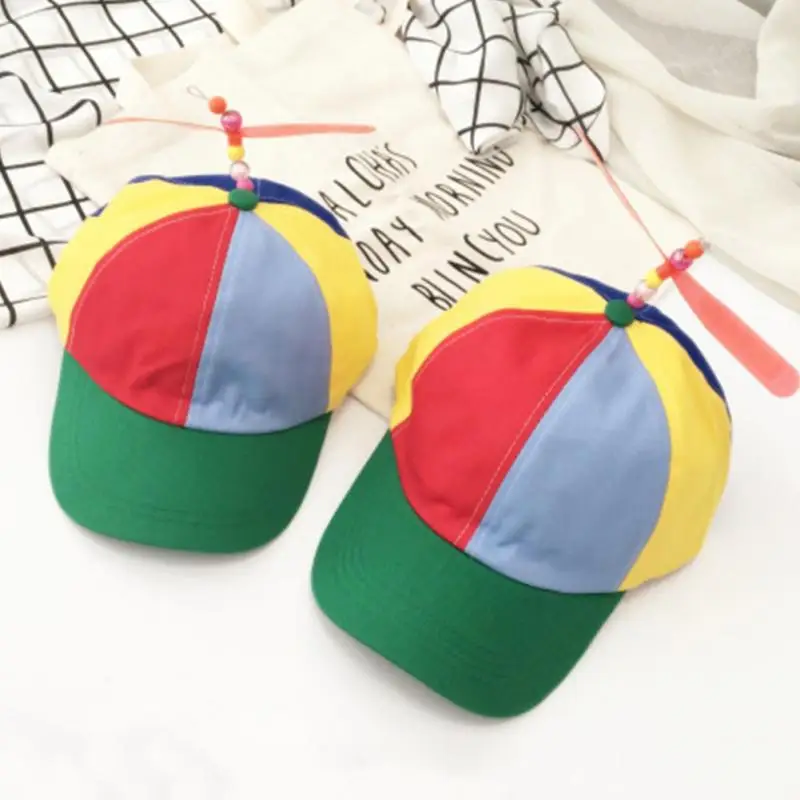

Summer Propeller Cap Hat Helicopter Rainbow Color Fancy Outdoor Travel Running Cap