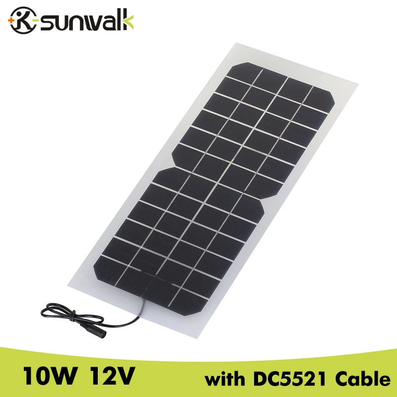 

10W 12V Semi-flexible Transparent Solar Cell Panel with DC Output Size 440*190mm Mini Solar panel for DIY Solar System and DIY