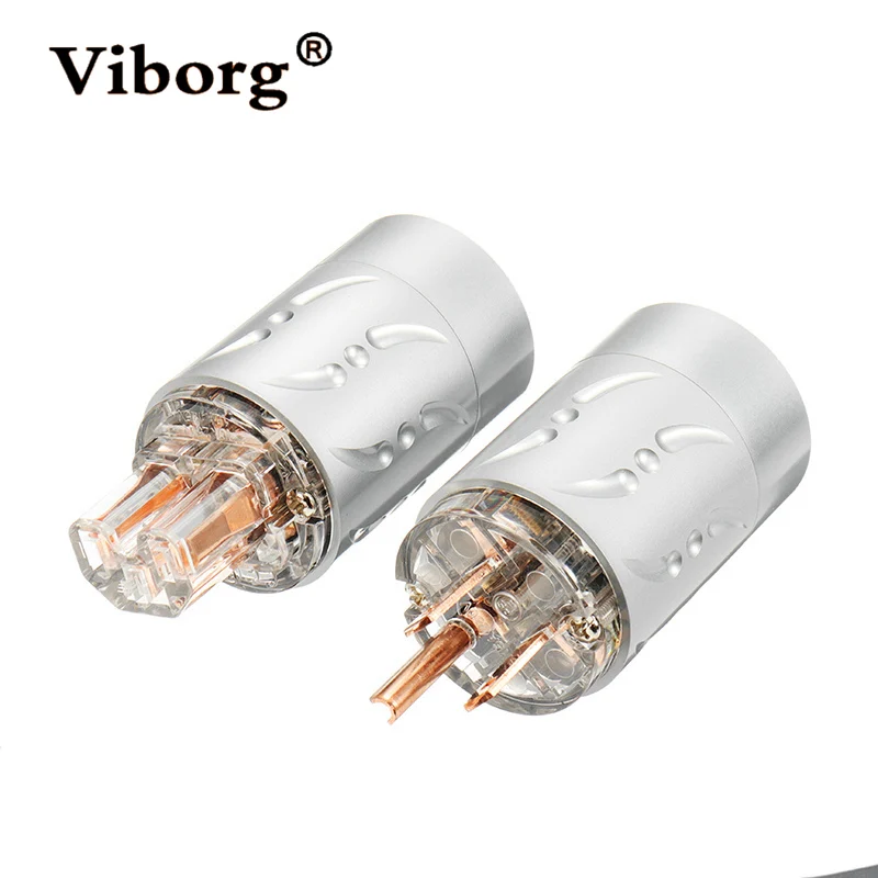 

Viborg Transparent IEC Audio Connector US Speaker Power Plugs Aluminous Shell 1 Pair 125V Ac Power Cord Plugs For HIFI Speaker