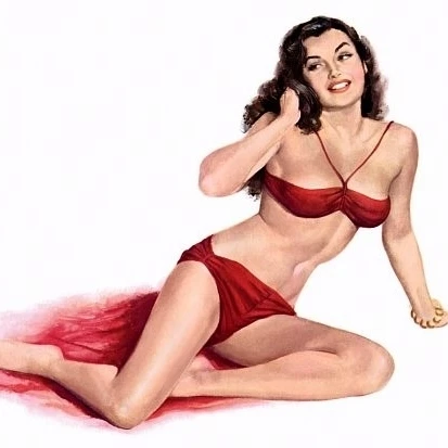 Pinup Brunette In Red Bikini Poster Print (24 x 36)