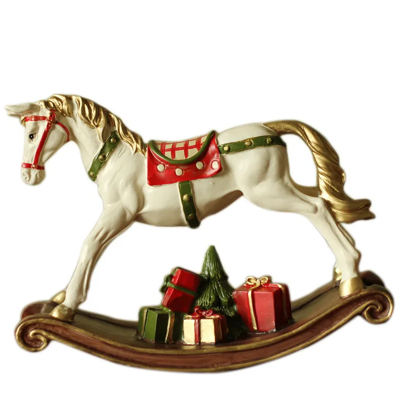

Creative Garden Resin White Horse Wooden Decorative Ornaments Modern Home Living Room Decoration Crafts Business High-End Gifts