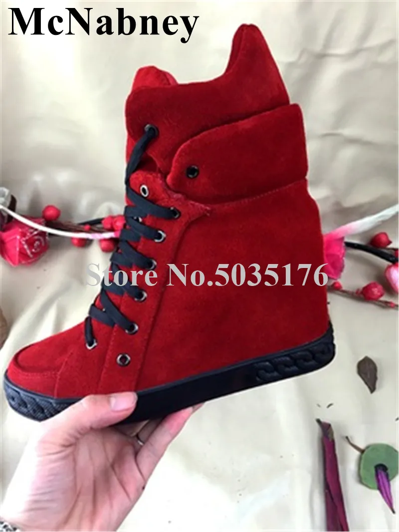 

European Round Toe High Height Increasing Heel Mid-Calf Boots High Heel Boots Cross-tied Strap Spring/Autumn Women Shoes