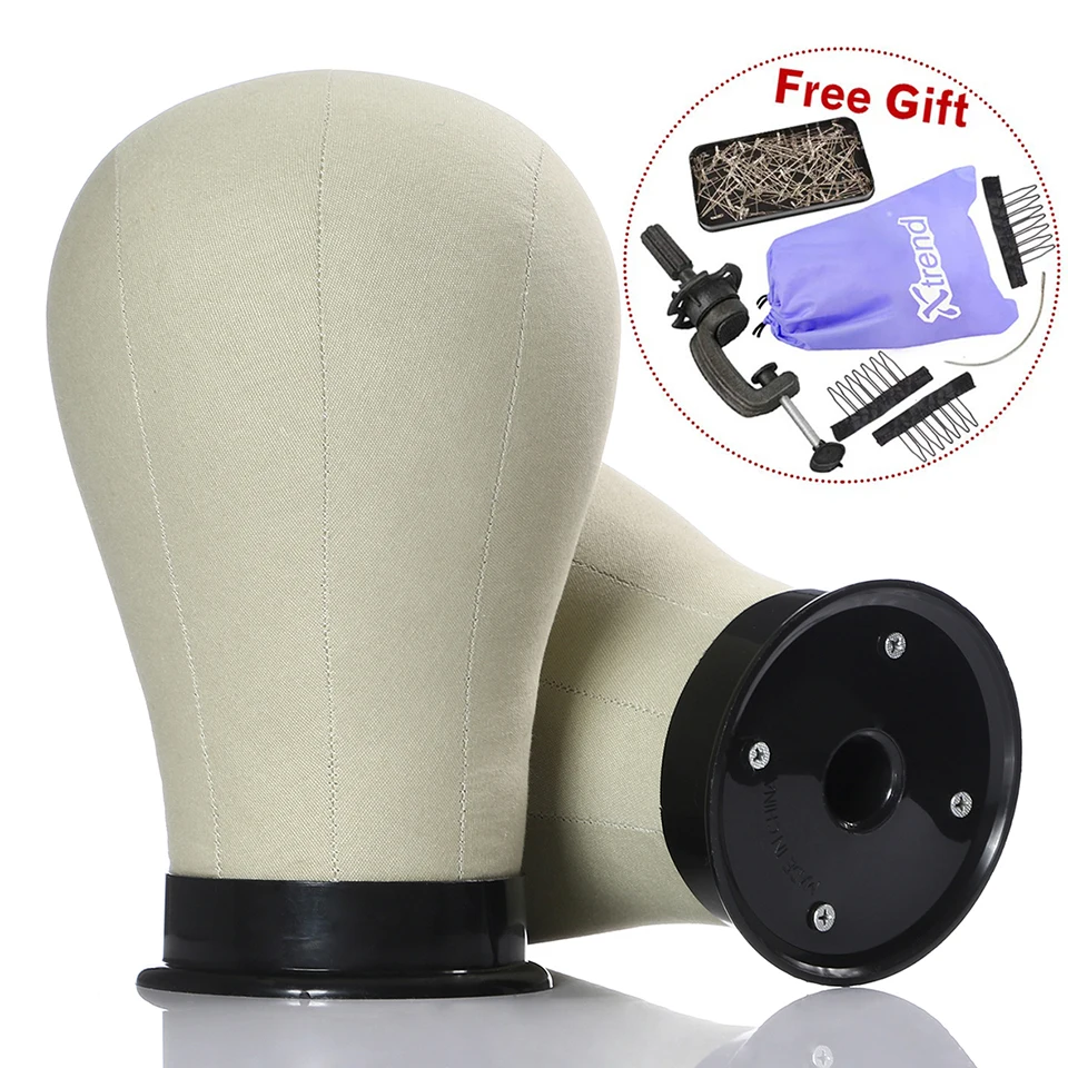 

Xtrend 21"-23" Cork Canvas Block Head Mannequin Head Wig Display Styling Head With Mount Hole Buy one get six