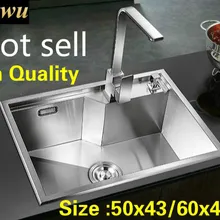 Ручной работы vogue кухня ручная раковина одинарная мойка высокого качества 304 нержавеющая сталь Горячая 50x43/60x43 см