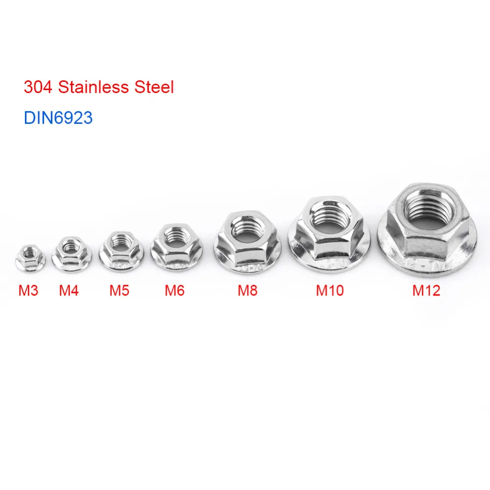 

Stainless Steel SS304 M3 M4 M5 M6 M8 M10 M12 Metric Thread Hex Hexagonal Nut Flange Nuts Fastener Tools Accessory Kit