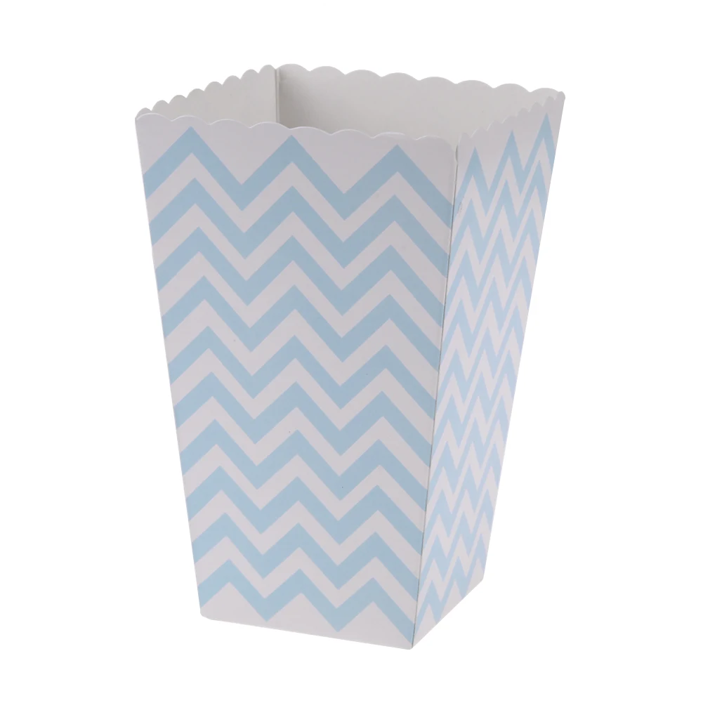 Красочные мини вечерние бумажные коробки для попкорна конфет Сувениры Сумки Свадьба День рождения фильм вечерние принадлежности 12 шт конфеты закуски пользу бумажный пакет - Цвет: Wave Blue