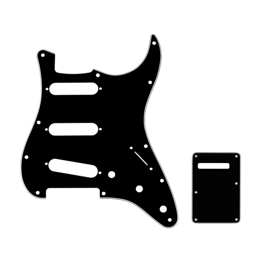 Musiclily SSS 11 Hole Strat Гитара Накладка и бэкплейт набор для Fender США/мексиканский стандарт Stratocaster Стиль, 3Ply черный - Цвет: 3Ply Black