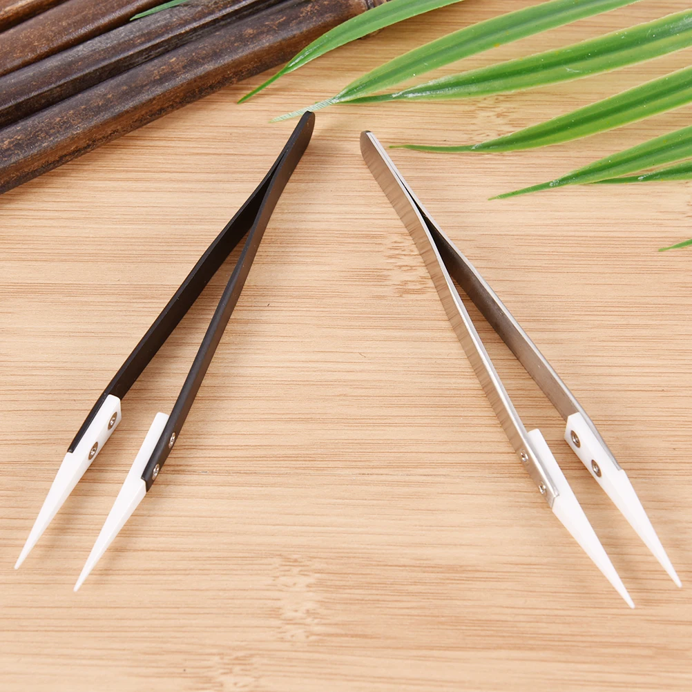 

Stainless Steel Straight Long Nose Ceramic Tweezers Heat Resistant Non Conductive Ceramic Pointed Tip DIY Tools