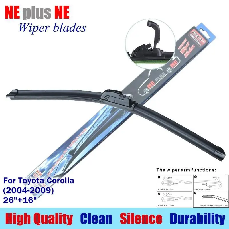 Wiper blades for Toyota Corolla (2004-2009) 26&quot+16&quot Rubber fit standard J hook Car windshield wiper arms only LS850 | Автомобили и