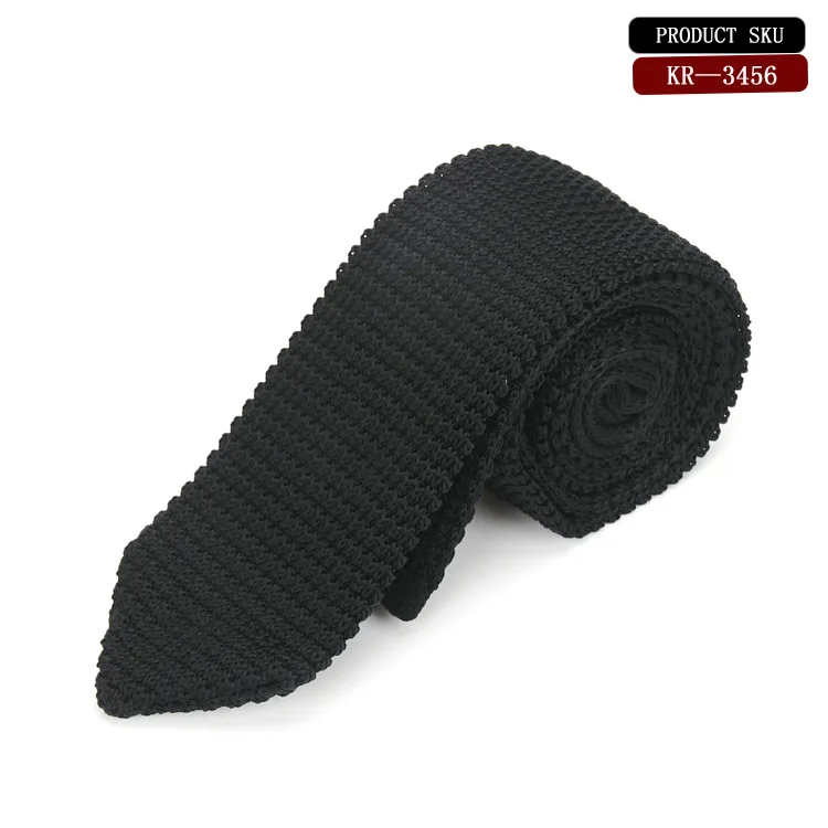 Charcoal Wool Black Knit Tie Men's Necktie Knitted Casual Necktie