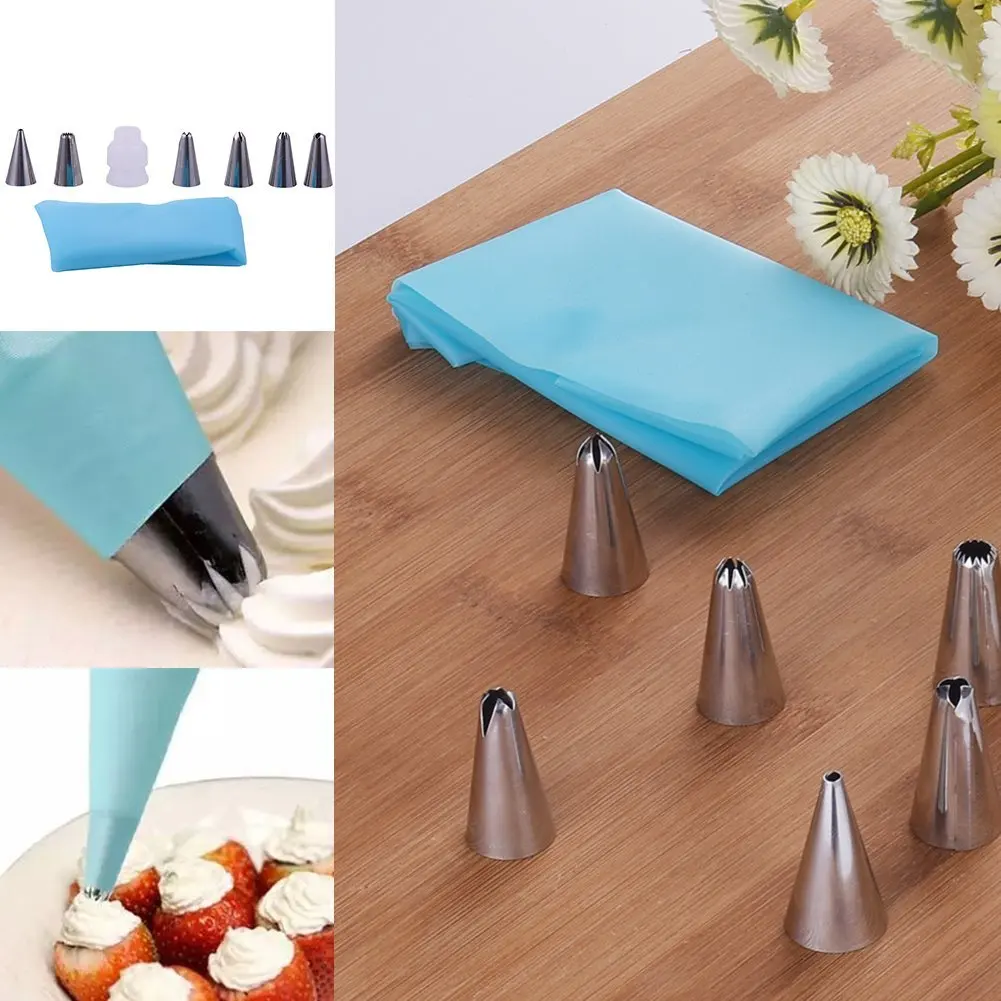 

6 Pcs Socket Stainless Steel Icing Pastry Piping Bag For Cake Decorating