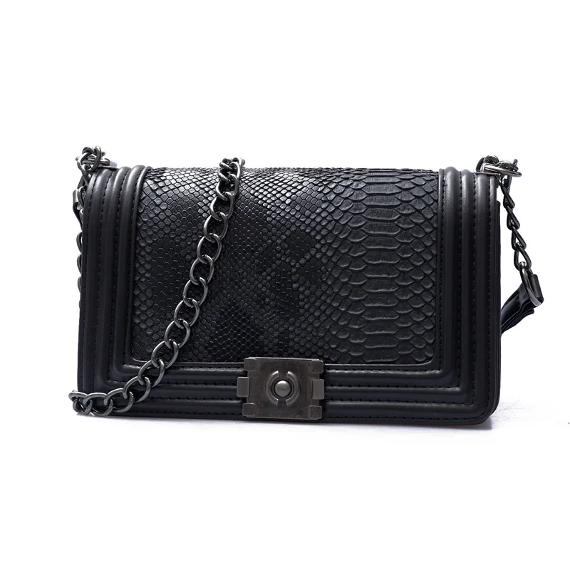 classical chain bag with snake skin pattern pochette sac femme vintage Women Shoulder Bags retro sac a main femme crossbody bags