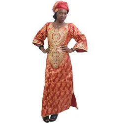 MD 2019 ЮАР платье для женщин Базен riche Дашики Платья Женская африканская одежда Вышивка Узор Африканский принт головной убор