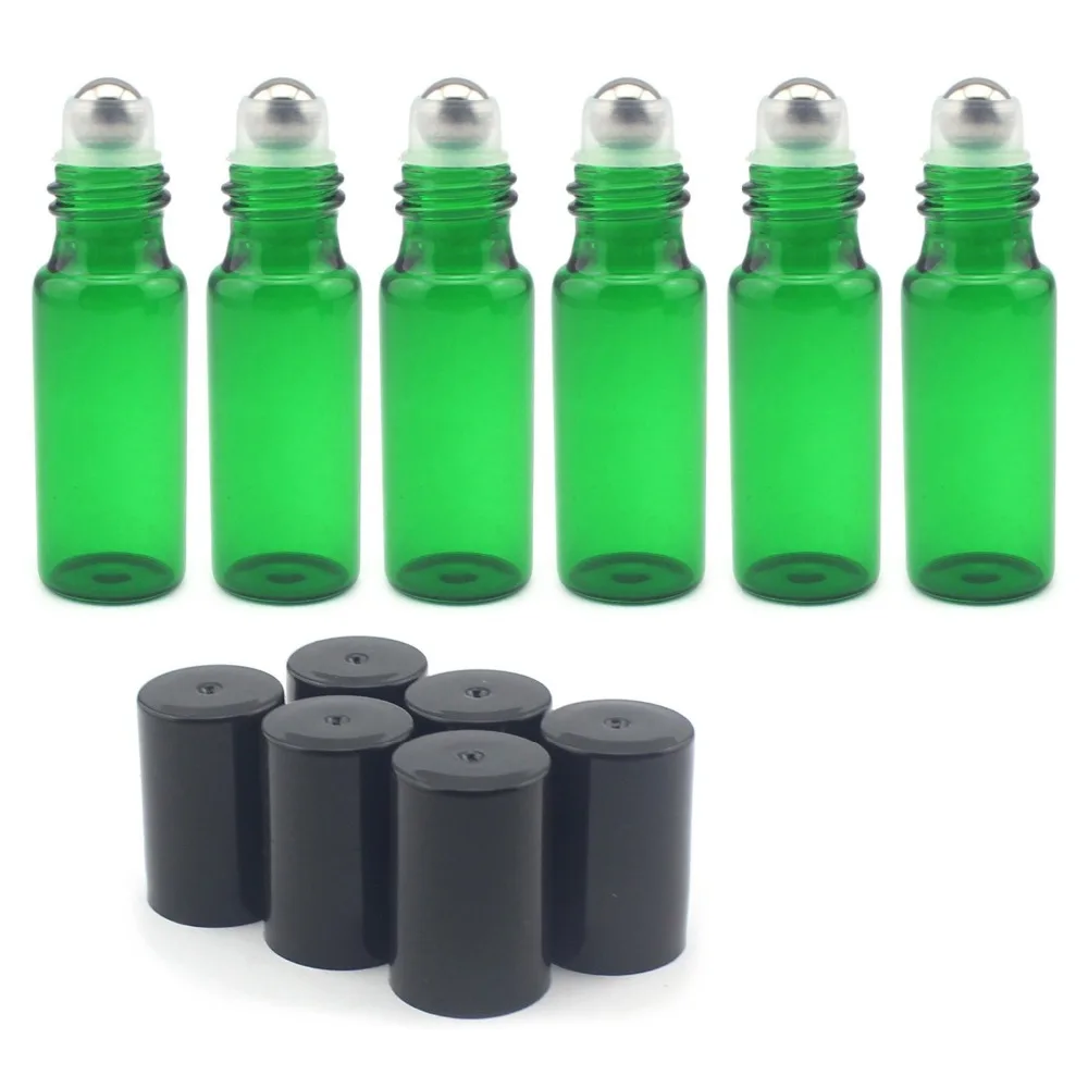 5ml Glass Roller Refillable Bottles Set of 6 with With Metal Ball for
