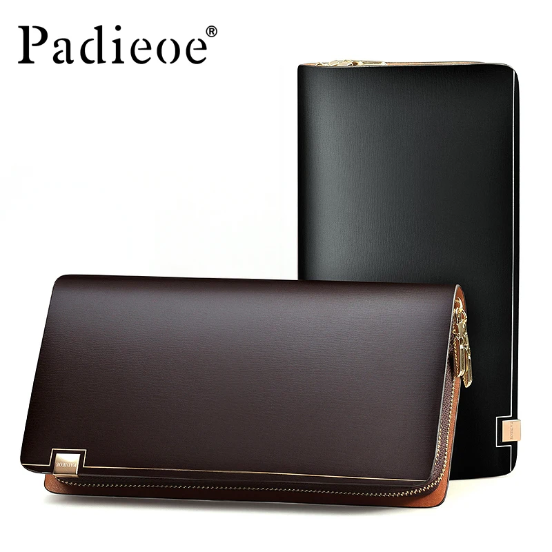 

Padieoe Top quality Cattle Split Leather Unisex Wallet Fashion Casual Durable Man Purse Bag Luxury Big Capacity Women Wallet