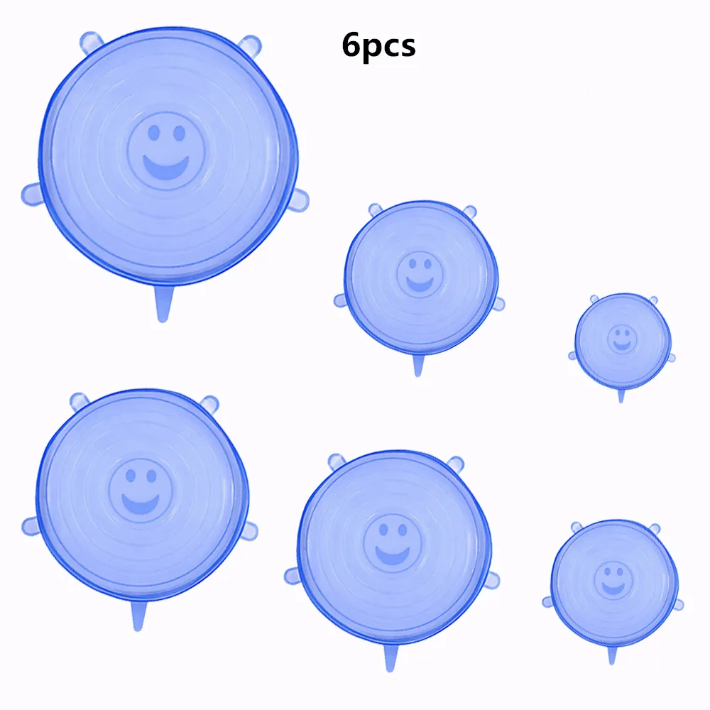 6 3 шт. Мягкая силиконовая крышка для сохранения свежести универсальная пищевая обертка чаша горшок крышка Силиконовая крышка сковорода кулинарные кухонные принадлежности - Цвет: 6pcs bule