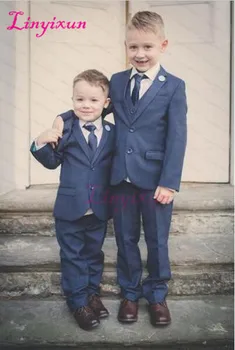 

Linyixun 2017 Notch Lapel Khaki Children Suits Fashion Kid's Tuxedos Flowers Boy Suits Custome Homme Cute Boy Blazer