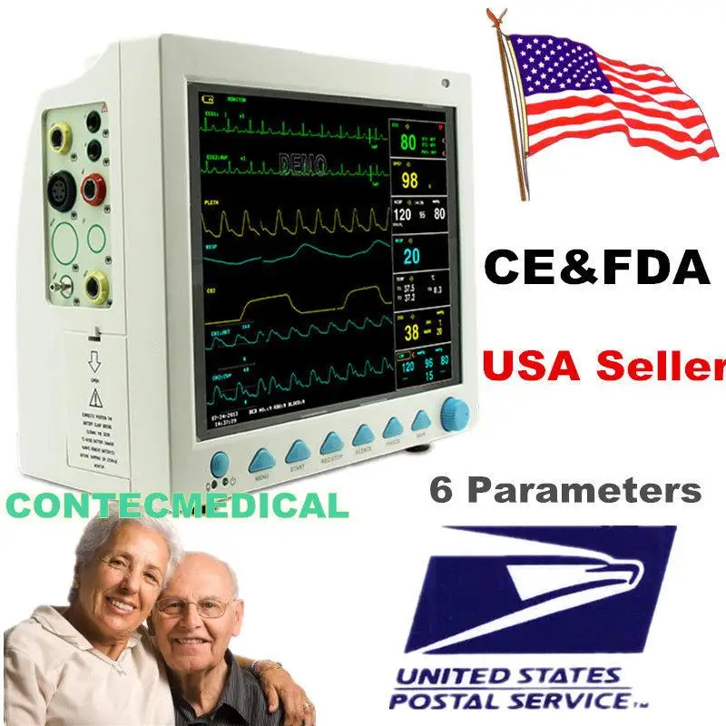 US seller ICU CMS8000 Patient Monitor 6 parameter Vital Sign ECG NIBP RESP TEMP SPO2 Pr цена US seller ICU CMS8000 Patient Monitor 6 parameter Vital Sign ECG NIBP RESP TEMP SPO2 Pr цены онлайн