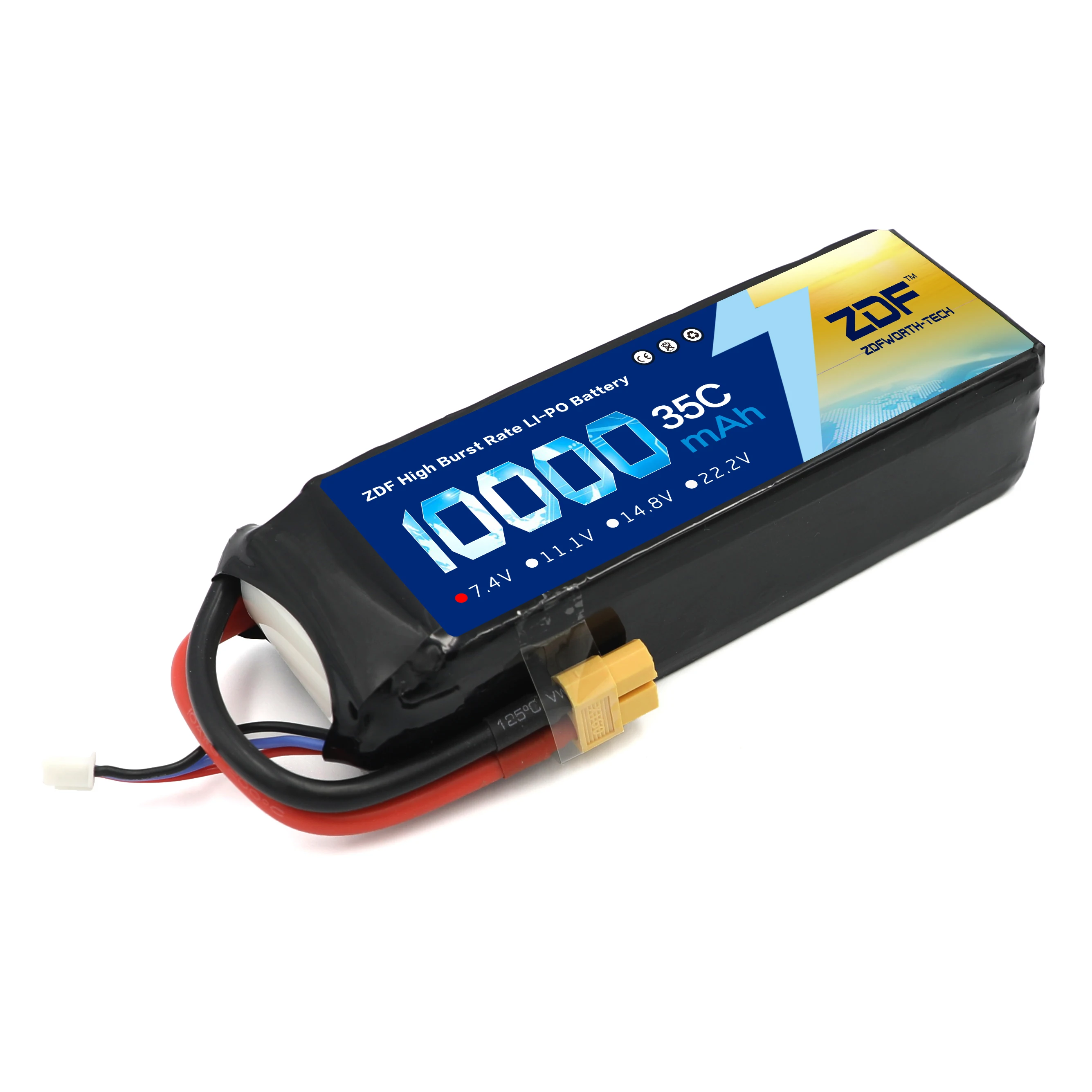 ZDF RC Lipo аккумулятор 14 8 в 10000 мАч (2x7 4 В + adpter Y plug) 35C Max 70C для Rc racing Airplane Traxxas Car