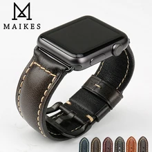 Maikes кожаный браслет аксессуары для Apple Watch ремень 38 мм черный Apple Watch группа 42 мм iwatch ремешки