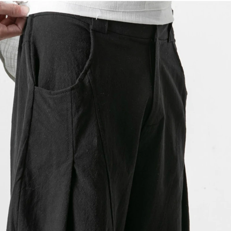 2019 Mens Casual Linen Harem Pants Men HipHop Drop Pants Men Joggers Male Pantalones Hombre Ankle-Length Pants Loose Streetwear