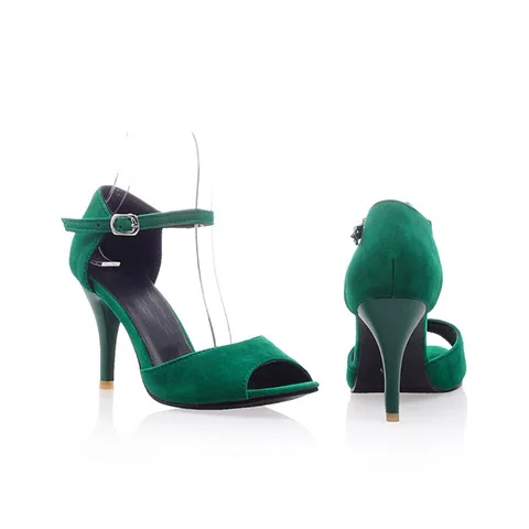 Пикантные вечерние летние Босоножки с открытым носком в стиле Chainingyee; модные женские туфли на высоком каблуке-шпильке с ремешком и пряжкой; цвет черный, синий, фиолетовый - Цвет: green