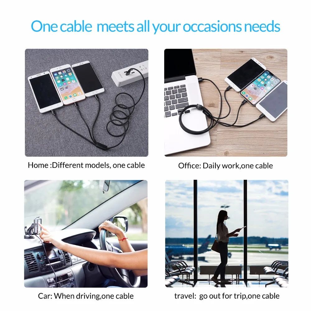 Зарядный кабель ORICO 3 в 1 USB type c А|Кабели для мобильных телефонов| |