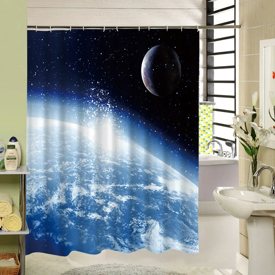 CHARMHOME Galaxy Shower Curtains Space Pattern Bath Fabric Bathroom