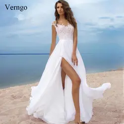 2019 пляжное свадебное платье шифоновые кружевные аппликации платье невесты vestido boda сексуальное свадебное платье с высоким разрезом vestidos de