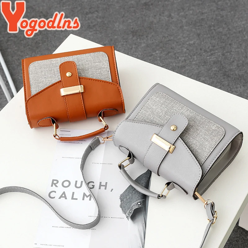 Yogodlns Fashion ladies shoulder bag flat stitching handbags ladies bag designer Contrast Color Trends Wild women Messenger bag