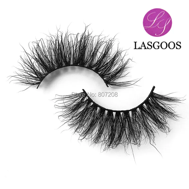 

LASGOOS 25mm Lashes Mink Eyelashes Cruelty-free Full Volume 3D Mink Strip Eyelashes Dramatic False Eyelashes F08