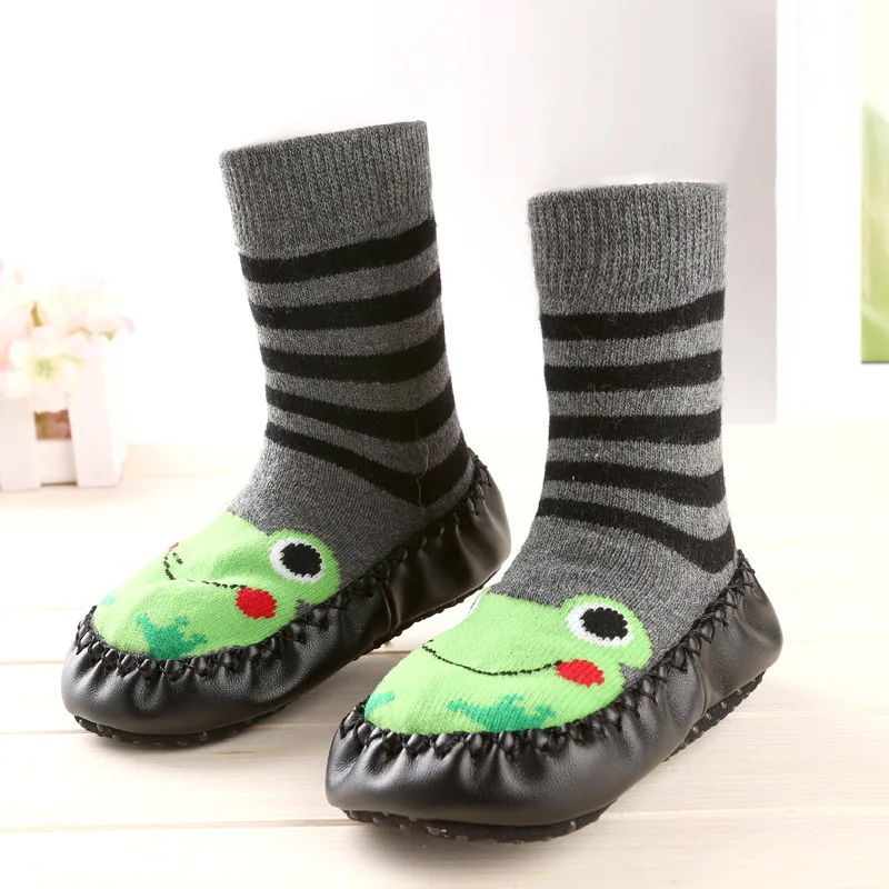 Носки-тапочки для малышей носки для мальчиков и девочек осенне-зимняя обувь для малышей Нескользящие удобные H0014