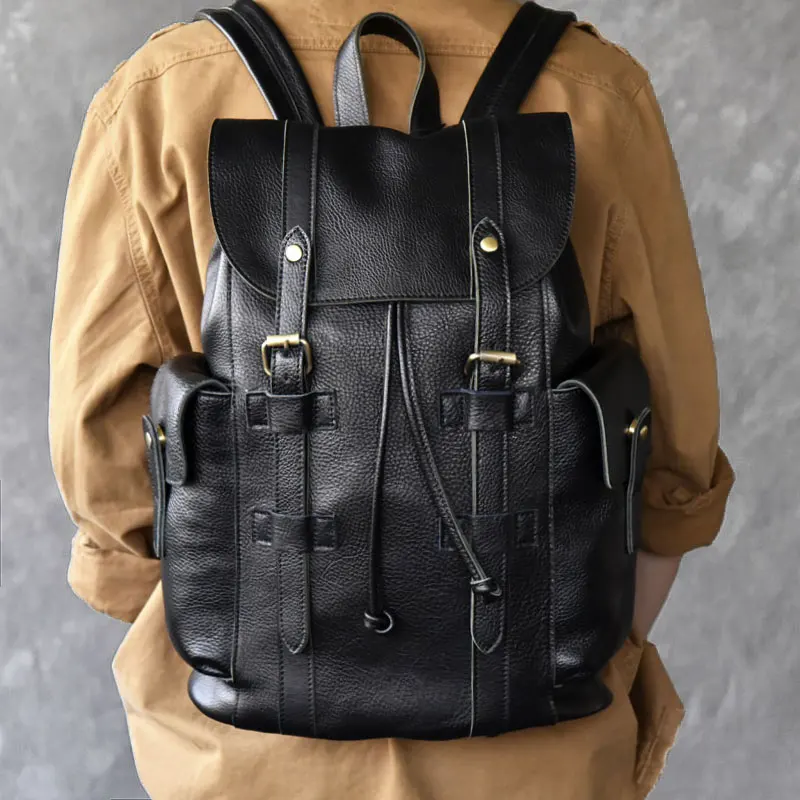 

Women's Backpacks Genuine Leather Female Backpack Travel Mochila Feminina Handmade backpacks for teenage girls vintage