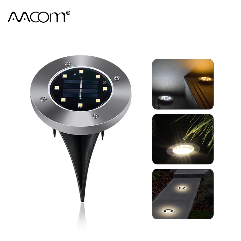 Solar Powered Underground Lamps 8 LEDs IP65 Waterproof Buried