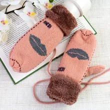 Realbywinter haltergloves Для женщин теплые вязаные перчатки женский высокое качество для женские рукавицы женские перчатки A1099