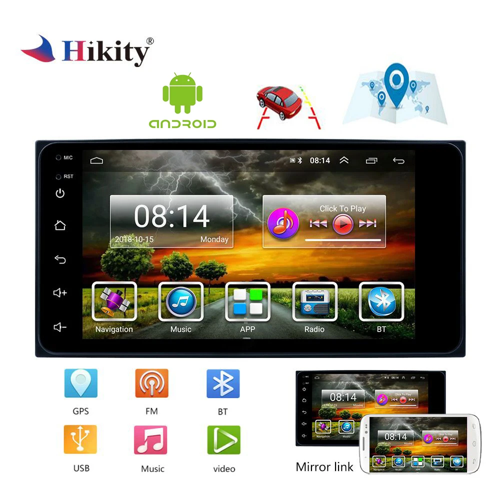 

Hikity 2 din Car Radio Android 7"HD 1080P Car Multimedia MP5 Player with GPS Navigaton Wifi Bluetooth USB Car Stereo For Toyota